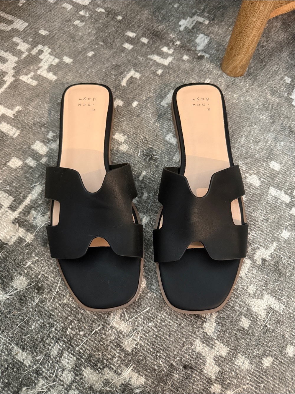 A New Day Nina Black Slide Sandals